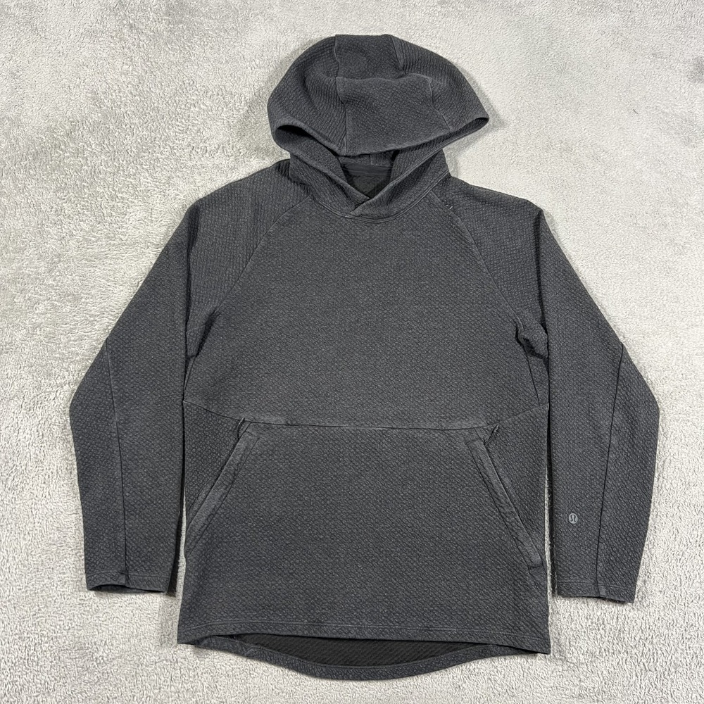 Lululemon At Ease Hoodie Mens XS Dark Gray Textured Double Knit Pullover LM3BF7S